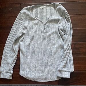 Maurices Gray Ribbed Long Sleeve Top